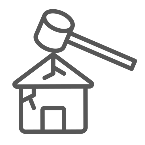 icon image of a mallet cracking a house