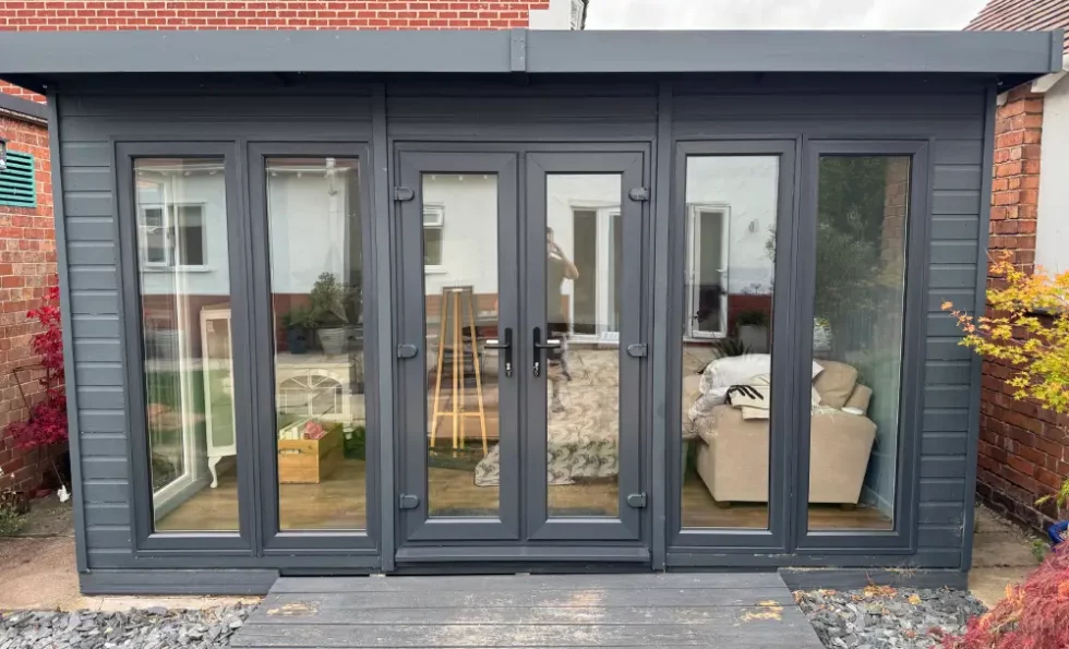 Grey french windows